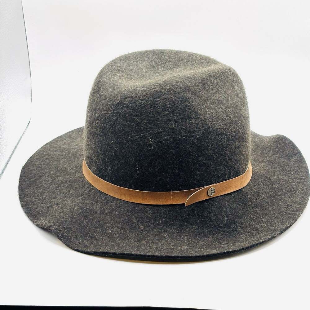 BILLABONG Dark Brown Grey Wool HAT Fedora Wide BRIM One Size Fits Most Womens